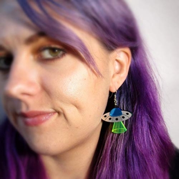Glow in Blacklight UFO Dangle Earrings for Unique Style