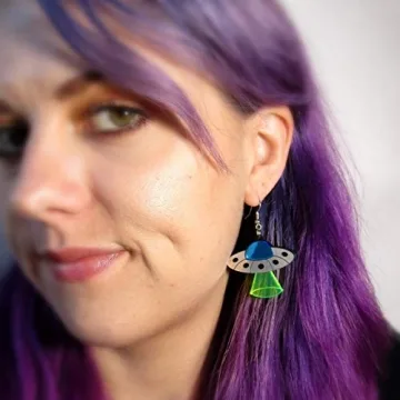 Glow in Blacklight UFO Dangle Earrings for Unique Style