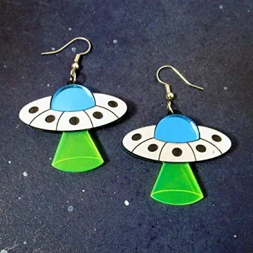 Glow in Blacklight UFO Dangle Earrings for Unique Style
