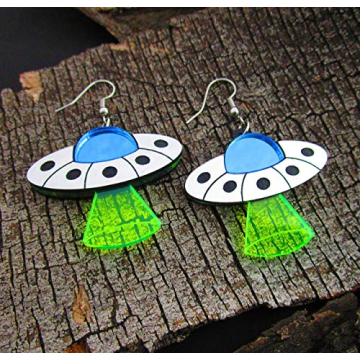 Glow in Blacklight UFO Dangle Earrings for Unique Style