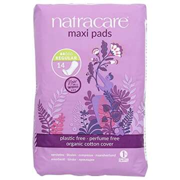 Natracare Natural Traditional Style Maxi Pads, Regular, Individually Wrapped, Without Wings in Plant-Based Bag (1 Pack, 14 Pads Total)