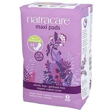 Natracare Natural Traditional Style Maxi Pads, Regular, Individually Wrapped, Without Wings in Plant-Based Bag (1 Pack, 14 Pads Total)