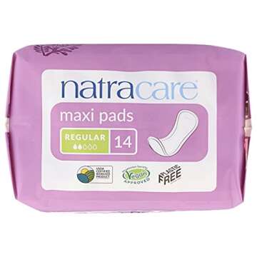 Natracare Natural Traditional Style Maxi Pads, Regular, Individually Wrapped, Without Wings in Plant-Based Bag (1 Pack, 14 Pads Total)