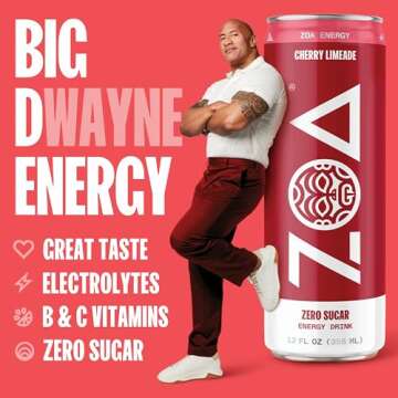 ZOA Zero Sugar Energy Drinks, Cherry Limeade - Sugar Free Fuel for Your Active Life!