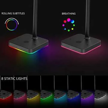 KAFRI RGB Headphone Stand with Wireless Charger Desk Gaming Headset Holder Hanger Rack with 10W/7.5W...