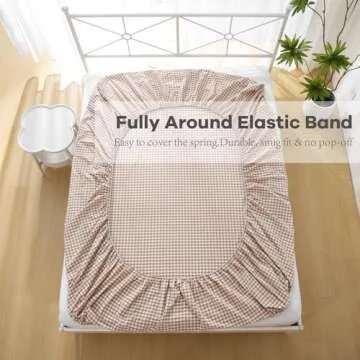 K MASANIJI 4-Piece Taupe White Ruffle Queen Sheet Set