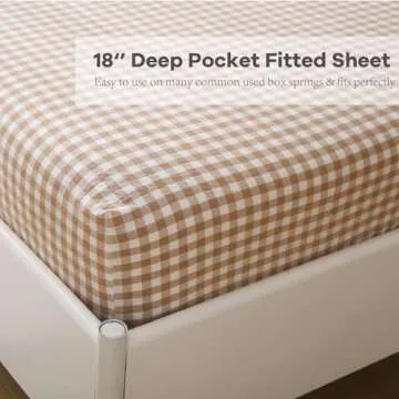 K MASANIJI 4-Piece Taupe White Ruffle Queen Sheet Set