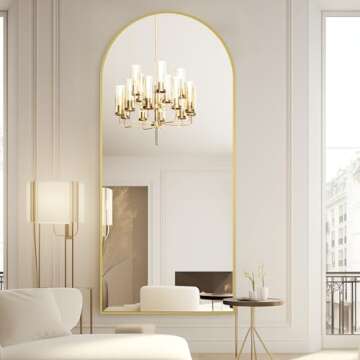 MELOMOIR 71"x32" Large Mirror Full Length, Arched Full Length Mirror with Stand, Extra Large Floor Mirror for Bedroom Living Room Cloakroom Gym, Hanging Standing or Leaning Full Body Mirror, Gold