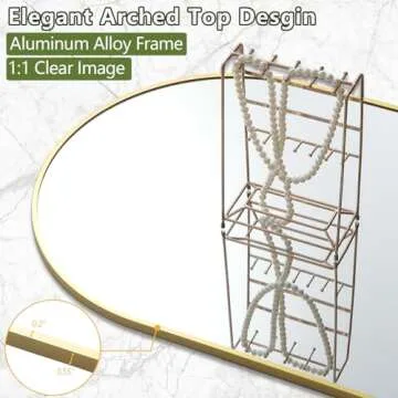 MELOMOIR 71"x32" Large Mirror Full Length, Arched Full Length Mirror with Stand, Extra Large Floor Mirror for Bedroom Living Room Cloakroom Gym, Hanging Standing or Leaning Full Body Mirror, Gold