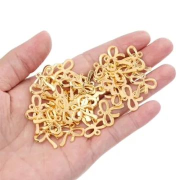 100pcs Gold Bow Charms for DIY Jewelry Making