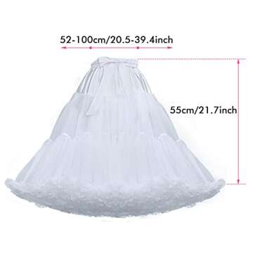 Women's Petticoat Tutu Skirts Elastic Waist Chiffon Princess Soft Ballet Dance Cosplay Skirt (White-Long)