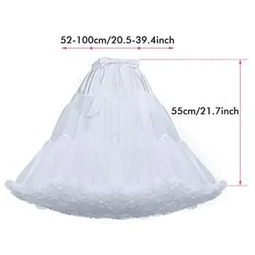 Women's Petticoat Tutu Skirts Elastic Waist Chiffon Princess Soft Ballet Dance Cosplay Skirt (White-Long)