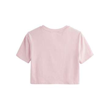 SweatyRocks Women's Casual Short Sleeve Crew Neck Basic Crop Top T Shirts Pink M