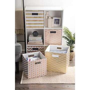 DII Gold Polyester Cube Storage Bin - Stylish & Functional