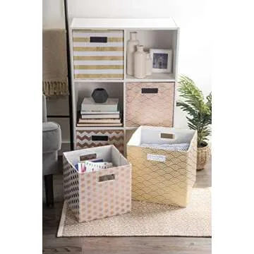 DII Gold Polyester Cube Storage Bin - Stylish & Functional
