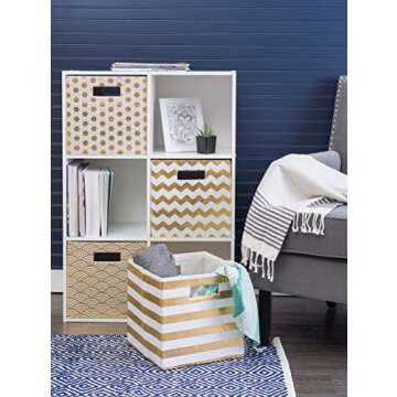 DII Gold Polyester Cube Storage Bin - Stylish & Functional