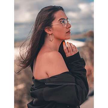 Big Gold Hoop Earrings for Women Hypoallergenic 925 Sterling Silver Post Thin Loop 14K Gold Plated Hoop Earrings Set for Women, 3 Pairs (14K Gold 30mm,40mm,50mm)