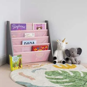 Humble Crew Kids Bookshelf Organizer in Grey and Pink
