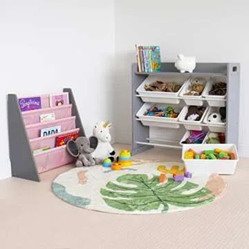 Humble Crew Kids Bookshelf Organizer in Grey and Pink