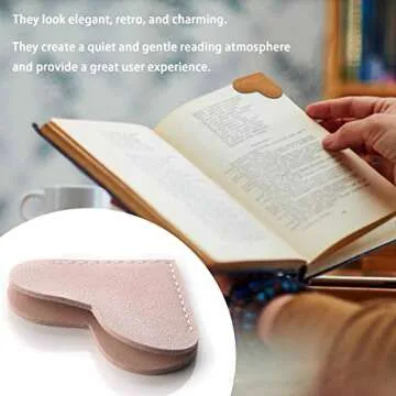 6 Pcs Cute Leather Heart Page Corner Bookmark, Handmade Book Accessories for Reading Lovers, Women Friends Book Lovers Reading, 6 Colors