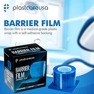 Blue Barrier Film Roll 4"x6" - 6.5mm Medical Grade Protective Film for Dental, Tattoo & Medical