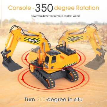 DOUBLE E Remote Control Excavator Toy 2 Batteries RC Excavators Sandbox Digger Hydraulic Constructio...