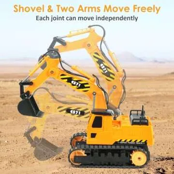 DOUBLE E Remote Control Excavator Toy 2 Batteries RC Excavators Sandbox Digger Hydraulic Construction Toys Vehicles Birthday Gift for Boys Kids 3-14 Years