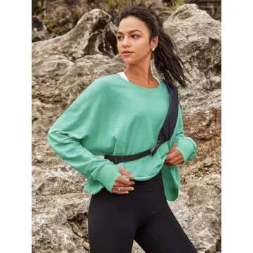 Panadila Womens Open Back Workout Top Long Sleeve Athletic Shirts Casual Crop Running Tee Y2k Yoga(Teal Green,S)