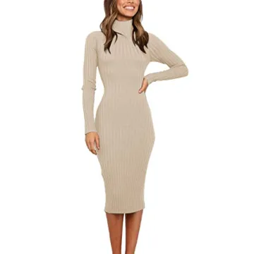 Ribbed Long Sleeve Sweater Dress for Women 2024
