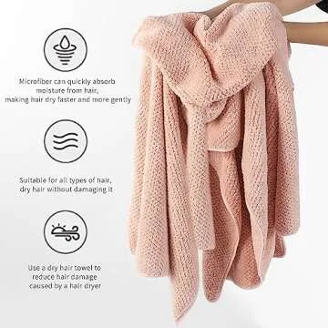Laojbaba Microfiber Hair Towel Ultra Absorbent 20x40 Inches