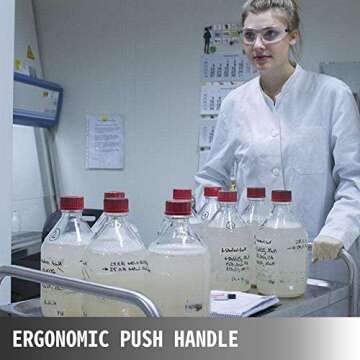 VEVOR Lab Rolling Cart 3 Shelves Shelf Stainless Steel Rolling Cart Catering Dental Utility Cart Com...