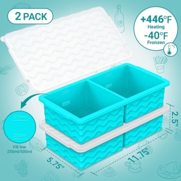 Aopigavi Silicone Freezer Tray with Lid – Durable & Versatile 2-Cup Soup Freezer Containers - Idea...