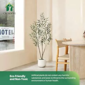 Artificial Olive Tree,5FT Fake Tree in White Imitation Ceramic Planter with Lifelike Moss,Faux Olive Silk Tree for Indoor Entryway Modern Decor Home Office Porch Balcony Shopping malls