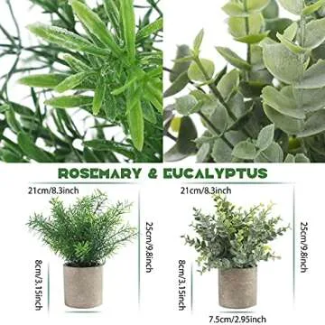 ALAGIRLS 4 Packs Fake Plants Small Artificial Plants Indoor Eucalyptus Rosemary Succulents Plants Po...