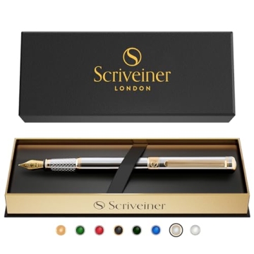 Scriveiner Silver Chrome Fountain Pen 24K Gold Schmidt Nib