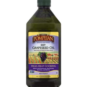 Pompeian 100% Grapeseed Oil, Light and Subtle Flavor, Perfect for High-Heat Cooking, Deep Frying and Baking, 68 FL. OZ.