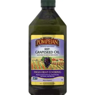 Pompeian 100% Grapeseed Oil, Light and Subtle Flavor, Perfect for High-Heat Cooking, Deep Frying and Baking, 68 FL. OZ.