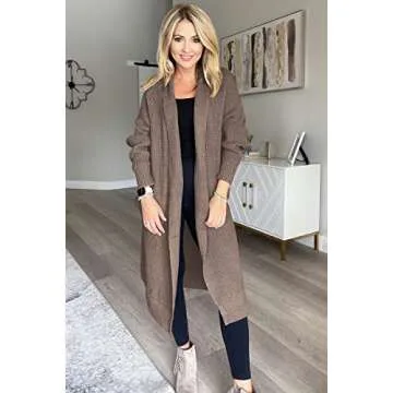 LILLUSORY Long Cardigan Sweaters for Women Fall Trendy Oversized Open Front Winter Coat Blazer 2025 Cozy Chunky Knit Sweater Jacket Outwear Coats Khaki XL