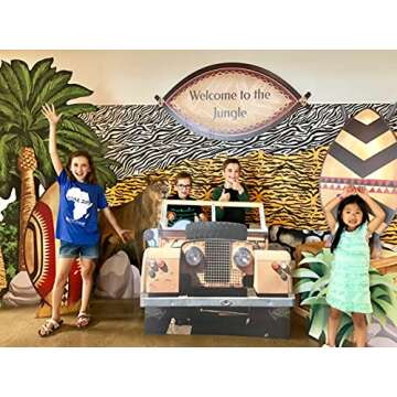 hindigz - Jungle Safari Vehicle Cardboard Cutout Photo Prop - Standup Photo Op - Party Supplies - 3ft 4 in