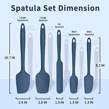 Coukre Silicone Spatula Set of 5,High Temperature Resistant, Food Grade Silicone, Dishwasher Safe, for Baking, Cooking (Pure Dark Blue)