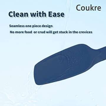 Coukre Silicone Spatula Set of 5,High Temperature Resistant, Food Grade Silicone, Dishwasher Safe, for Baking, Cooking (Pure Dark Blue)