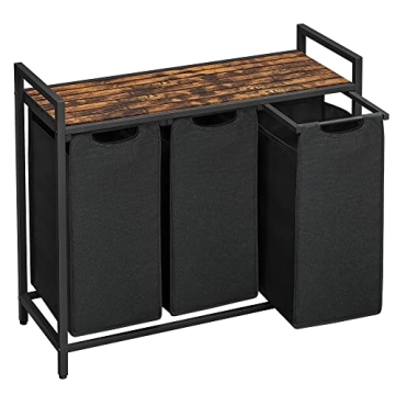VASAGLE Laundry Hamper with 3 Removable Bags and Shelf