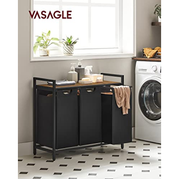 VASAGLE Laundry Hamper with 3 Removable Bags and Shelf