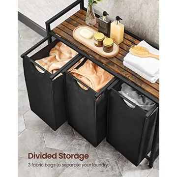 VASAGLE Laundry Hamper with 3 Removable Bags and Shelf