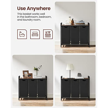 VASAGLE Laundry Hamper with 3 Removable Bags and Shelf