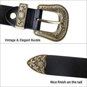 SUOSDEY Western Leather Belts for Women with Retro Buckle
