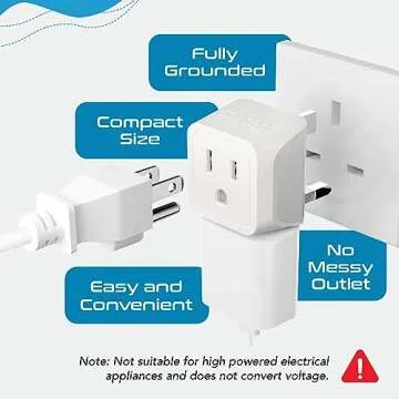 Ceptics UK Travel Plug Adapter, 2 in 1 Type G Adapter, US to UK Adapter, Ireland, Dubai Travel Adapter with Dual USA Inputs, CE, RoHS - HK Outlet Adapter, 3 Pack