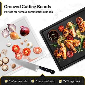 Thirteen Chefs Plastic Cutting Board with Juice Groove - Extra Large Cutting Board for Meat, Grillin...