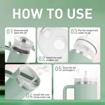 KISSKIND 40oz Leak-Proof Tumbler with Straw Lid