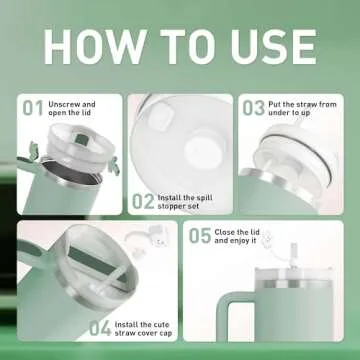 KISSKIND 40oz Leak-Proof Tumbler with Straw Lid